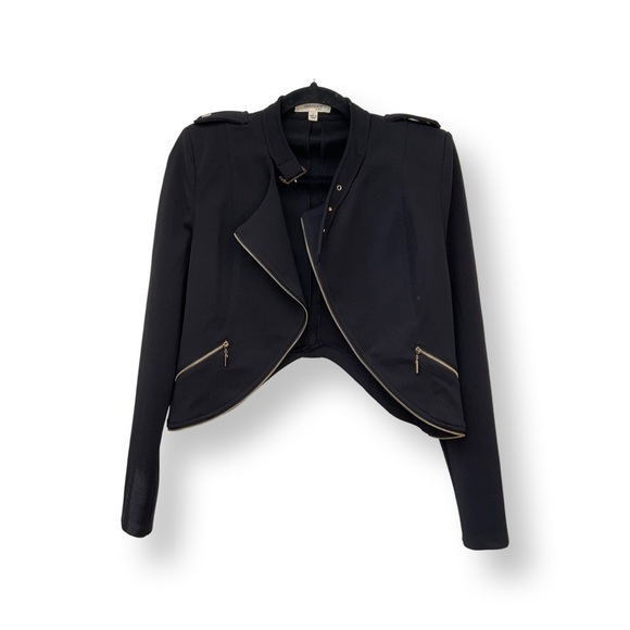 [ CHOCOLATE ] Black Femme Fatale Crop Moto Jacket w/Neck Strap : Med : L… - Picture 2 of 7